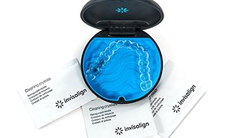 Invisalign aligner and cleaning crystals