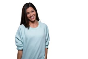 Young woman enjoying the health benefits of straight teeth